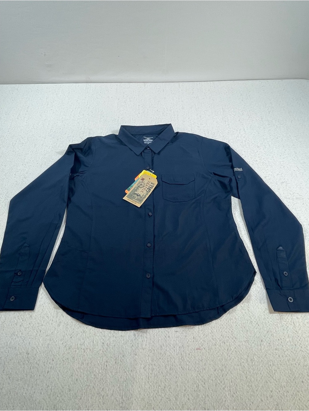 Pacific Trail Women’s Lg Blue Solid Woven Long Sleeve Button-Up Shirt. NWT.#643